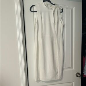 Calvin Klein White Tie-Neck Sheath Dress